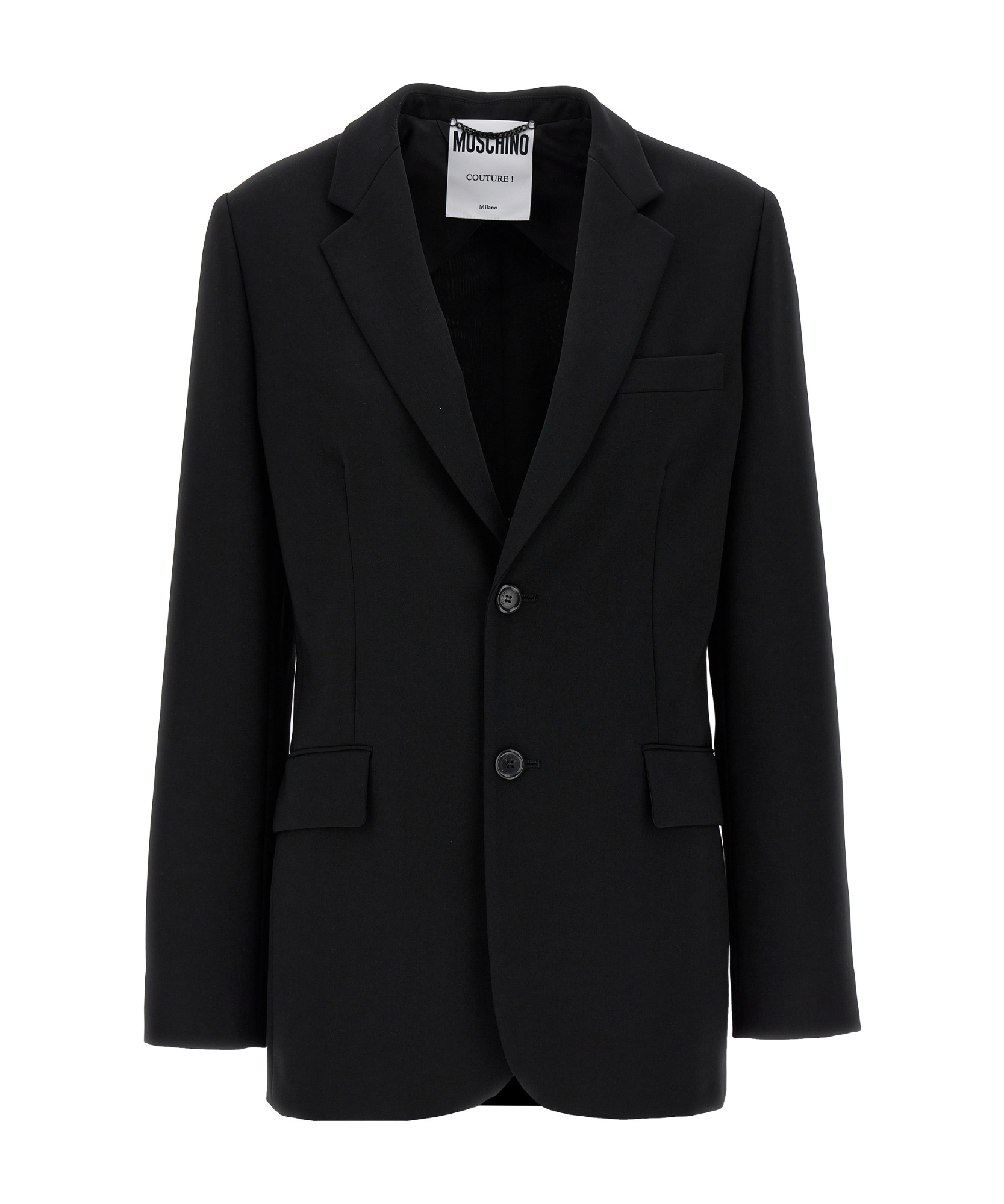 Moschino Single-breasted Blazer With Martingale Detail In Black