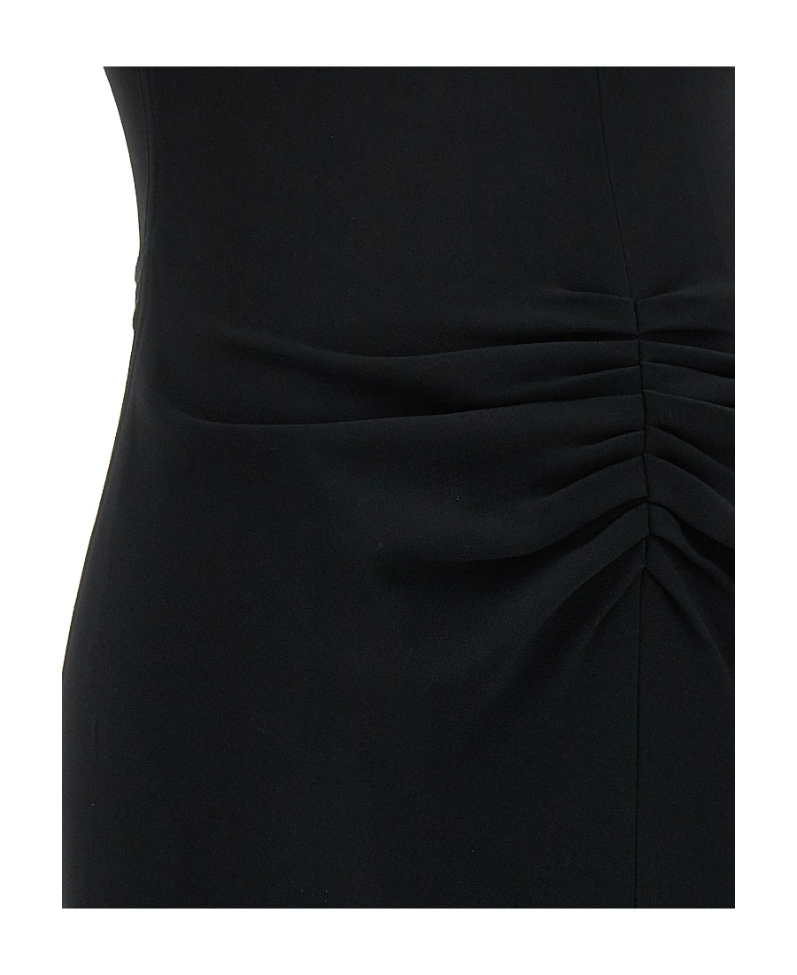 Victoria Beckham Waist Gathered Midi Dress With Ruched Detailing In Red