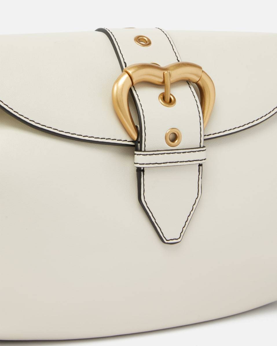 Pinko Jolene Heart Buckled Shoulder Bag In White