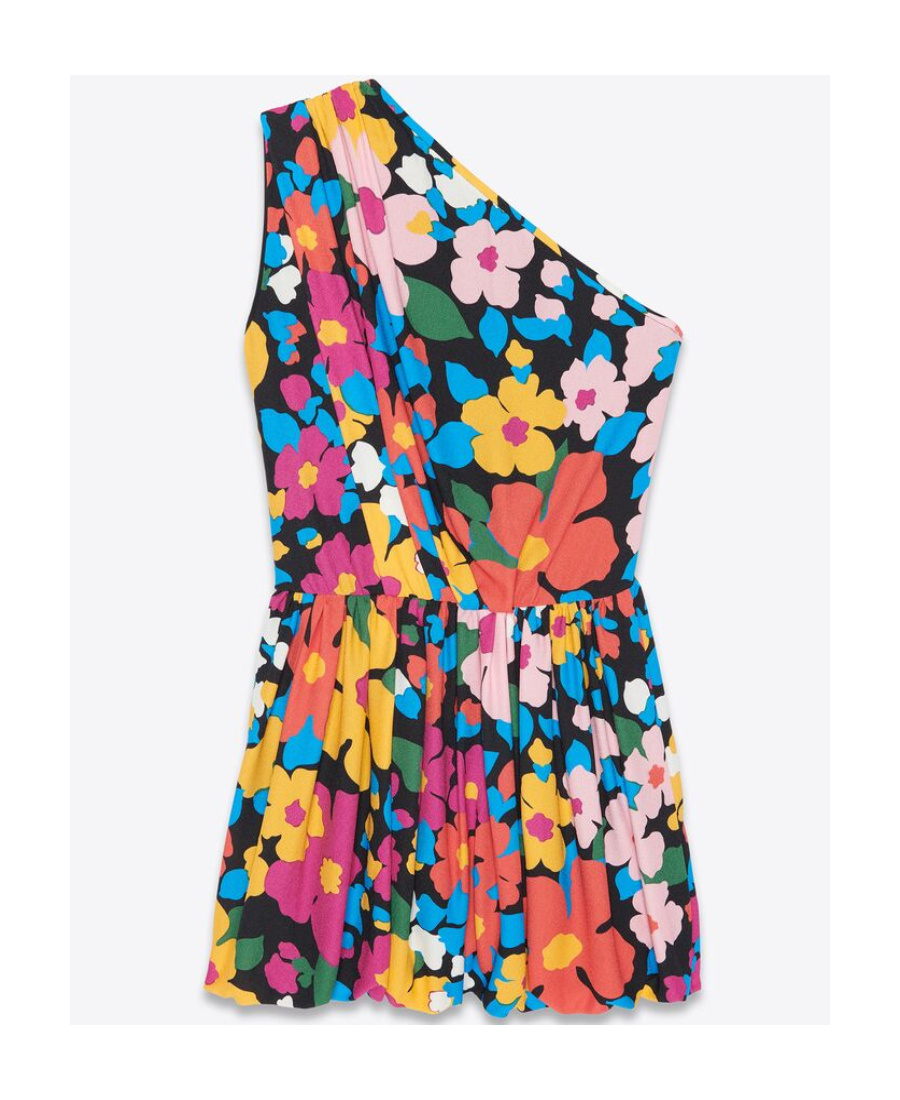 Saint Laurent Women's Printed Viscose Mini Dress In Multicolor