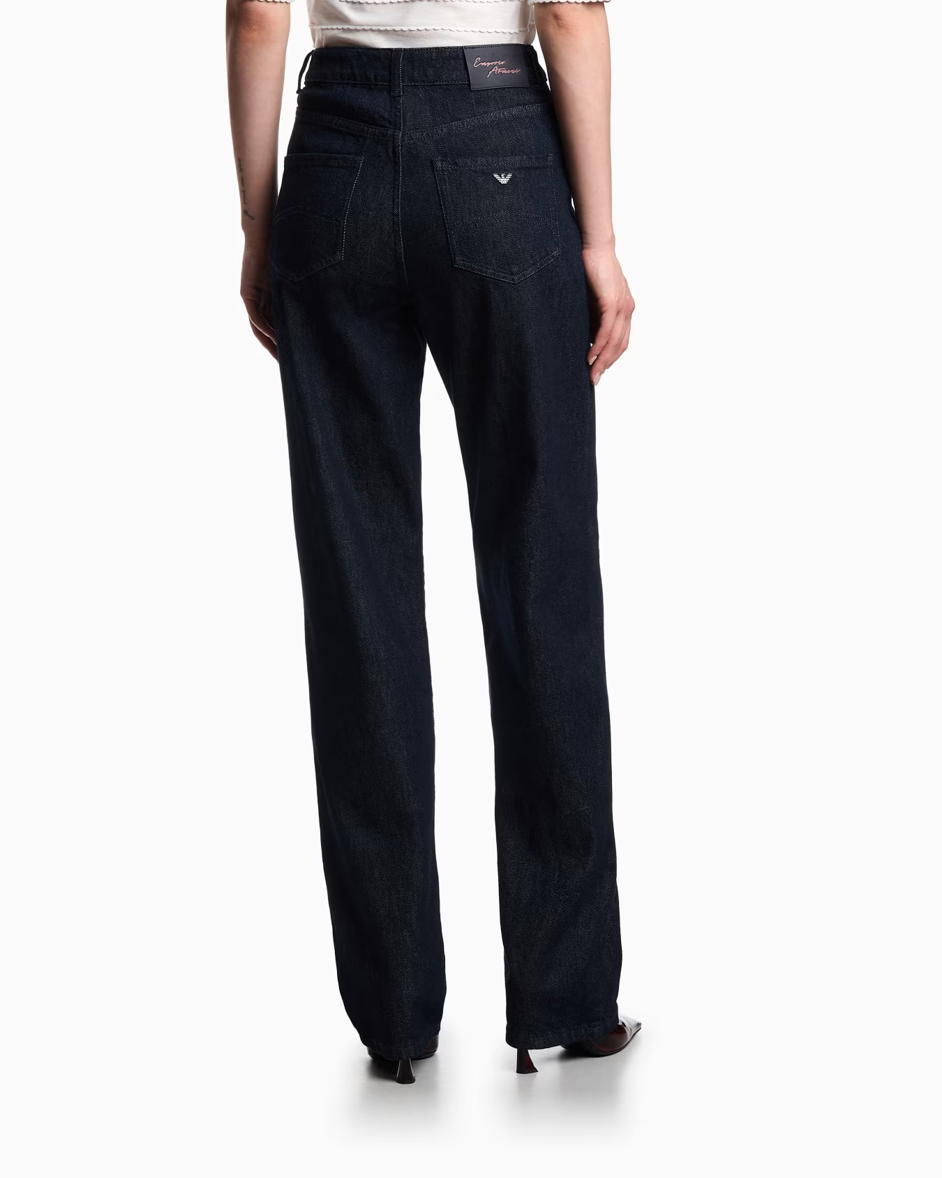 Emporio Armani Logo-embroidered Jeans In Blue