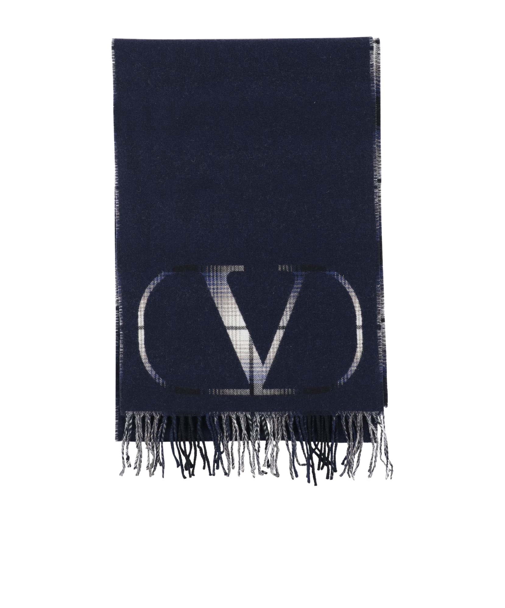 Valentino Vlogo Signature Fringed Scarf In Black