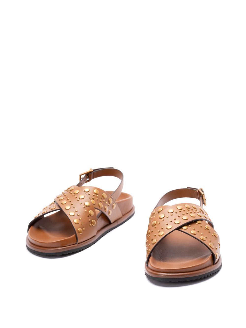Twinset Buckle-fastening Slingback Sandals With Stud Embellishments In Brown