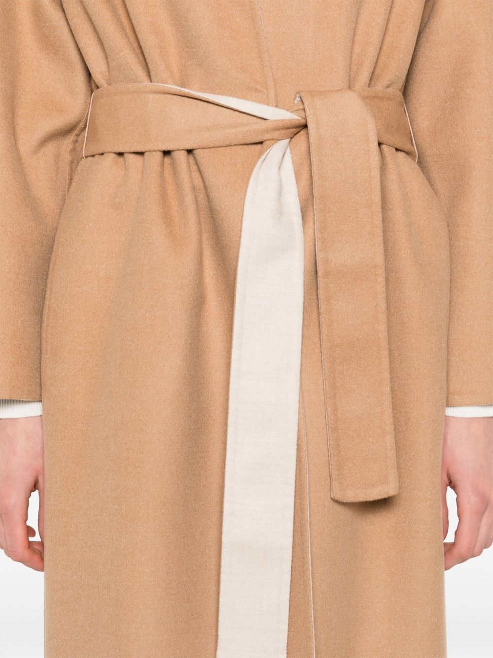 Fabiana Filippi Wool Coat With Belted Waist In Brown