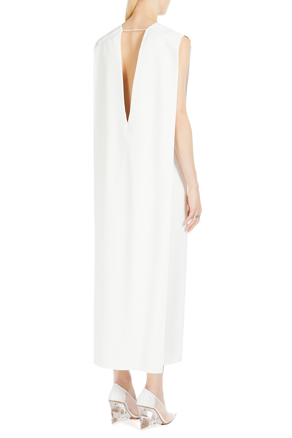 Sportmax Edison V-neck Sleeveless Dress In White
