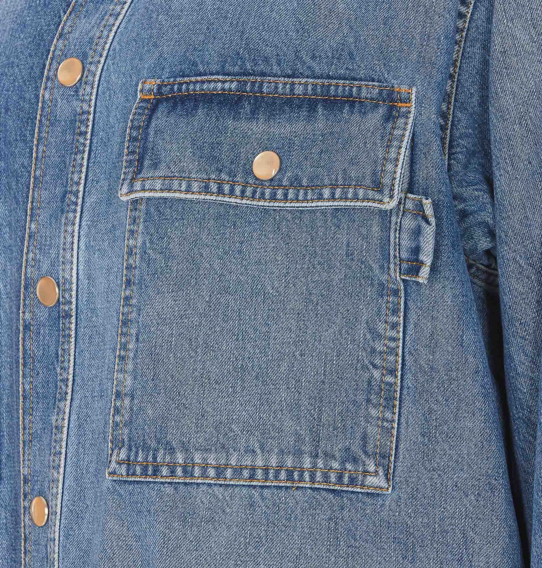 Bottega Veneta Denim Shirt With Flap Pockets And Contrasting Stitching In Blue
