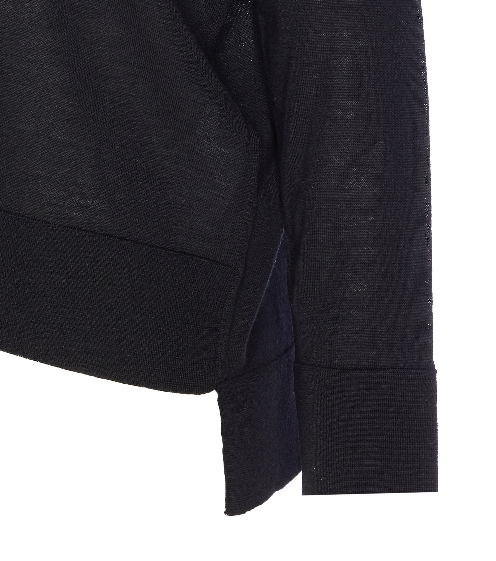 Roberto Collina Sheer Fabric Crewneck Sweater With Ribbed Cuffs In Black