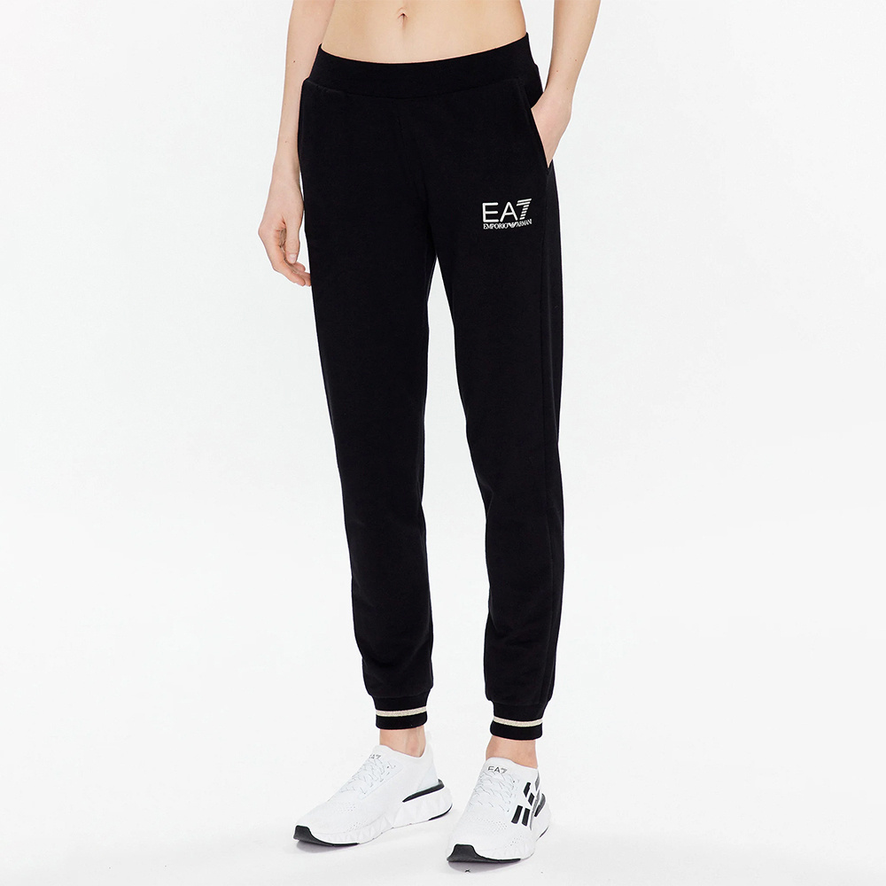 EA7 LOGO-PRINT TAPERED TRACK PANTS