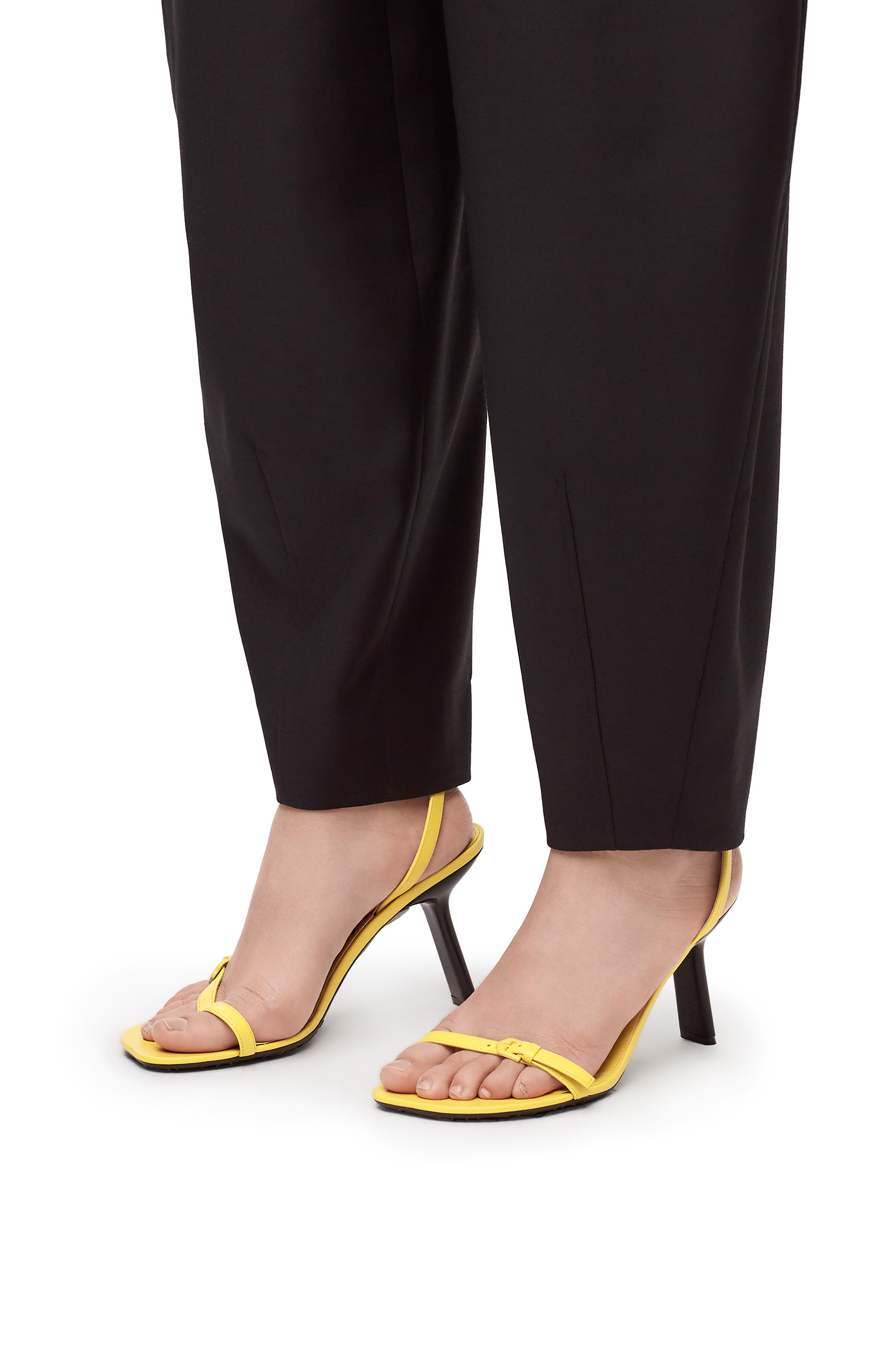 Loewe Open Toe Leather Petal Sandals With Stiletto Heel In Yellow