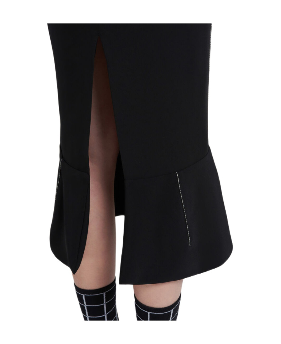 Marni Contrast-stitching Peplum-hem Skirt In Black