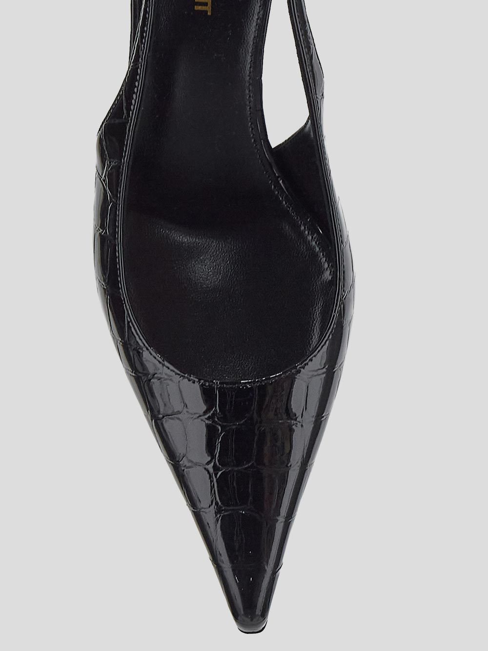 Saint Laurent Vendome Slingback Pumps In Crocodile-embossed Leather In Black