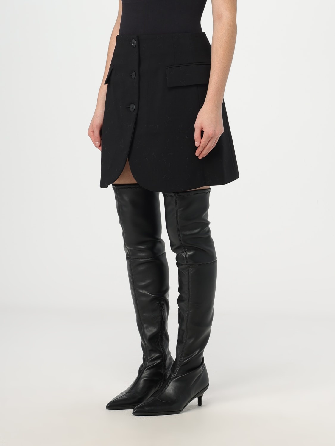 Lanvin High Waist Wool Blend Mini Skirt In Black