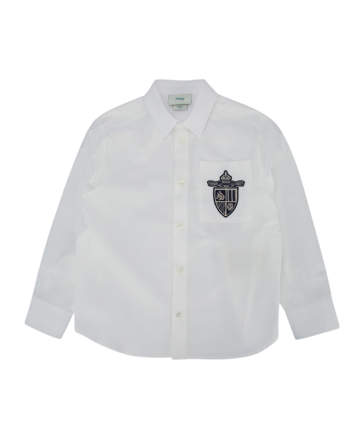 Fendi Embroidered-shield Shirt In White
