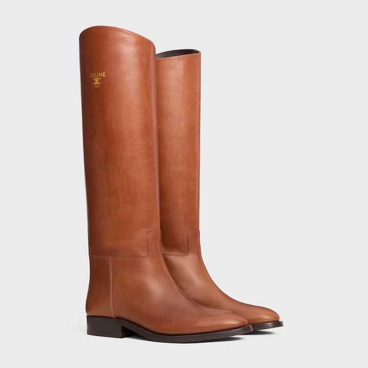 Celine Anais Riding Boot In Calfskin In Brown