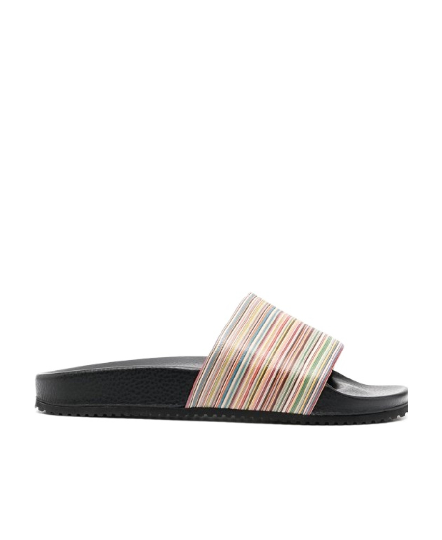 Paul Smith Striped Slippers In Black