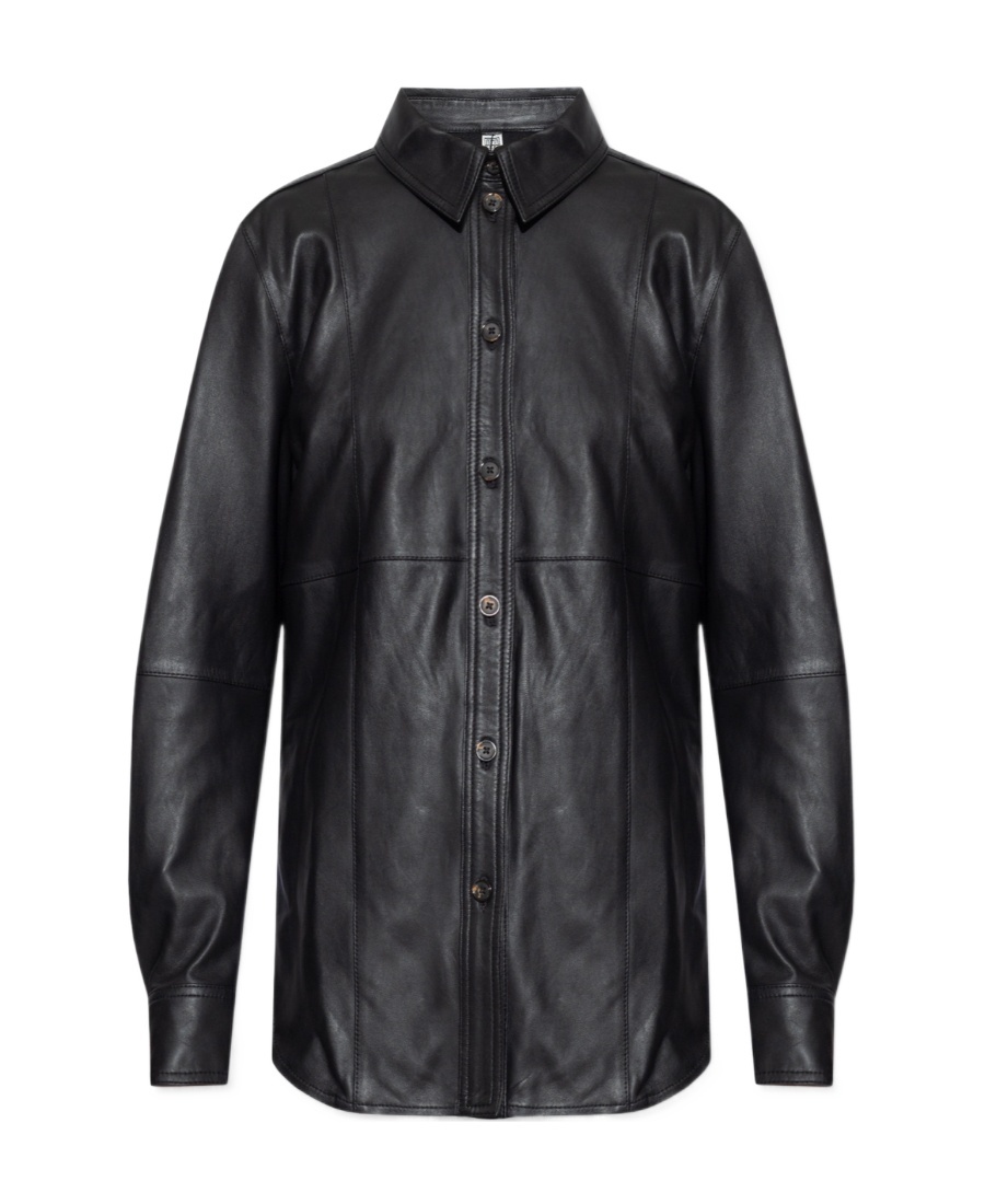 Totême Panelled Leather Shirt In Black