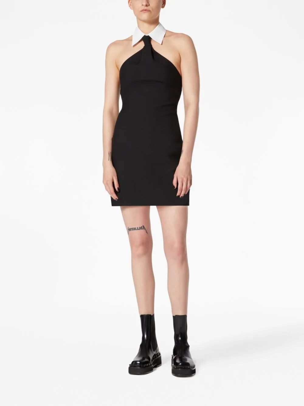 VALENTINO VALENTINO COLLAR DETAILED SLEEVELESS MINI DRESS