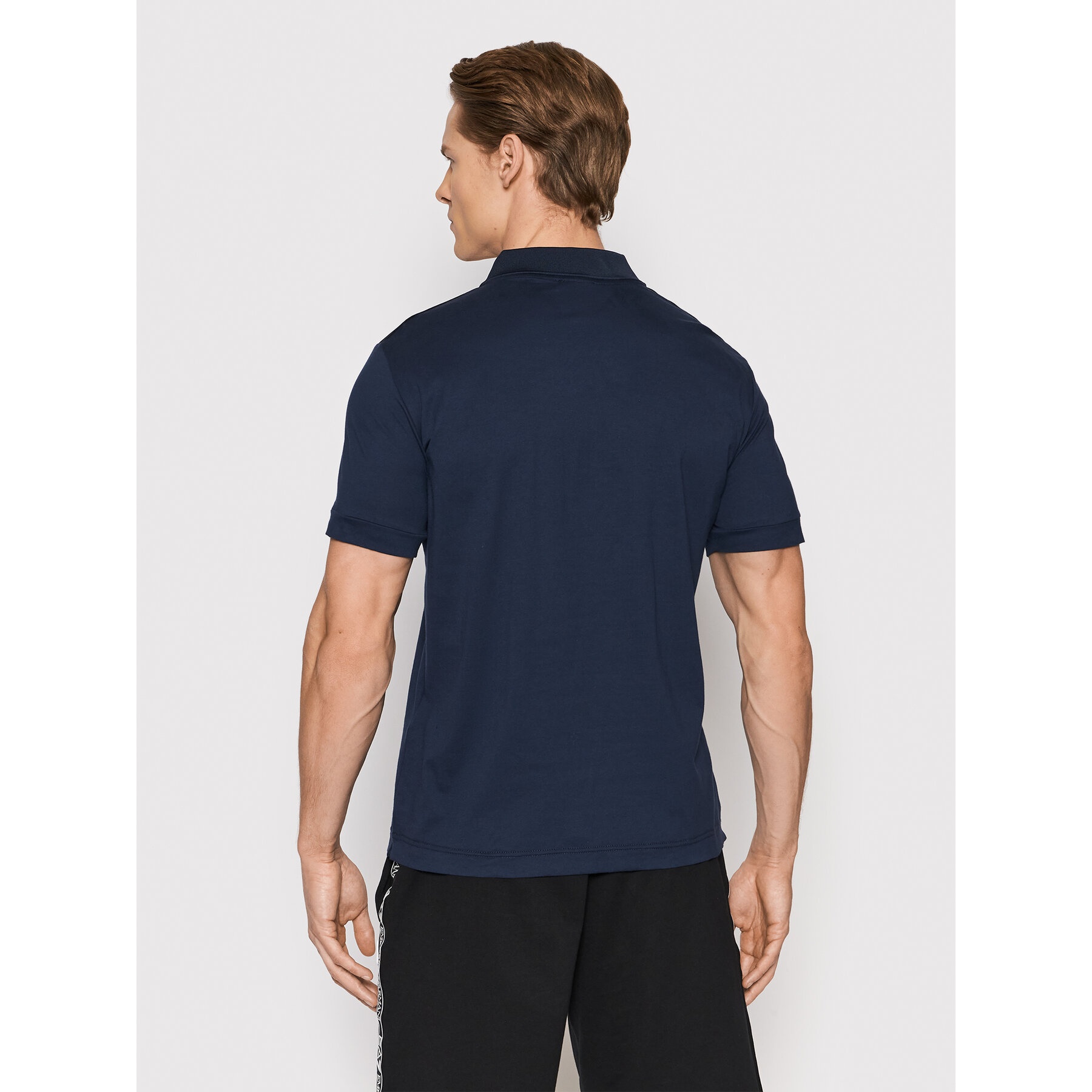 EA7 NAVY BLUE LOGO SHORT-SLEEVED POLO SHIRT