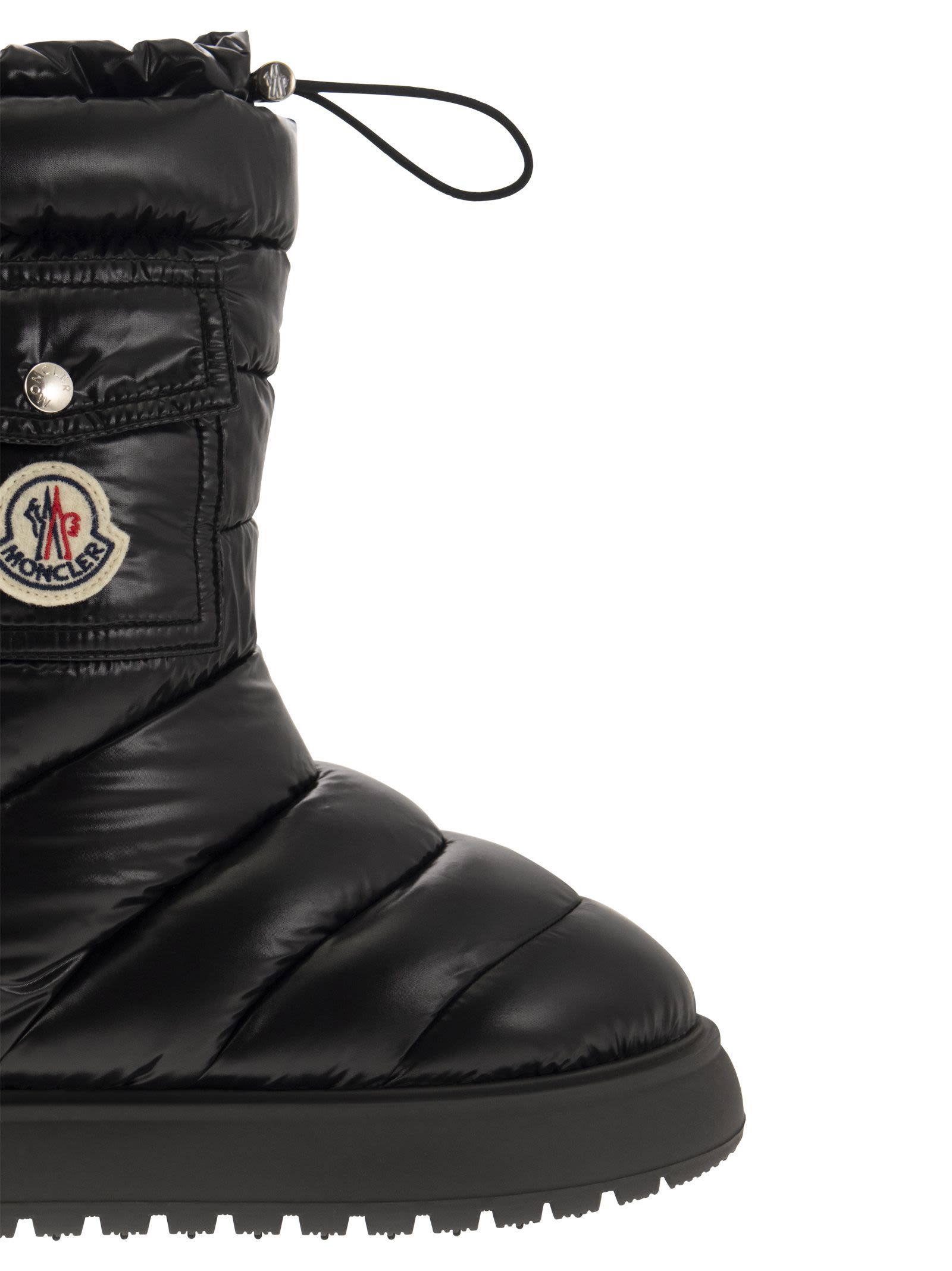 Shop Moncler Logo Motif Patch Puffer Boots In Black