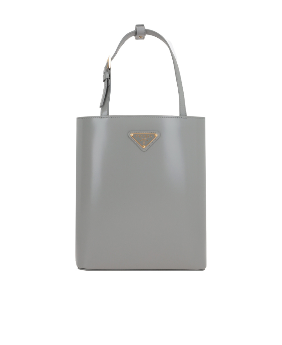 Prada Logo Shoulder Bag In Gray