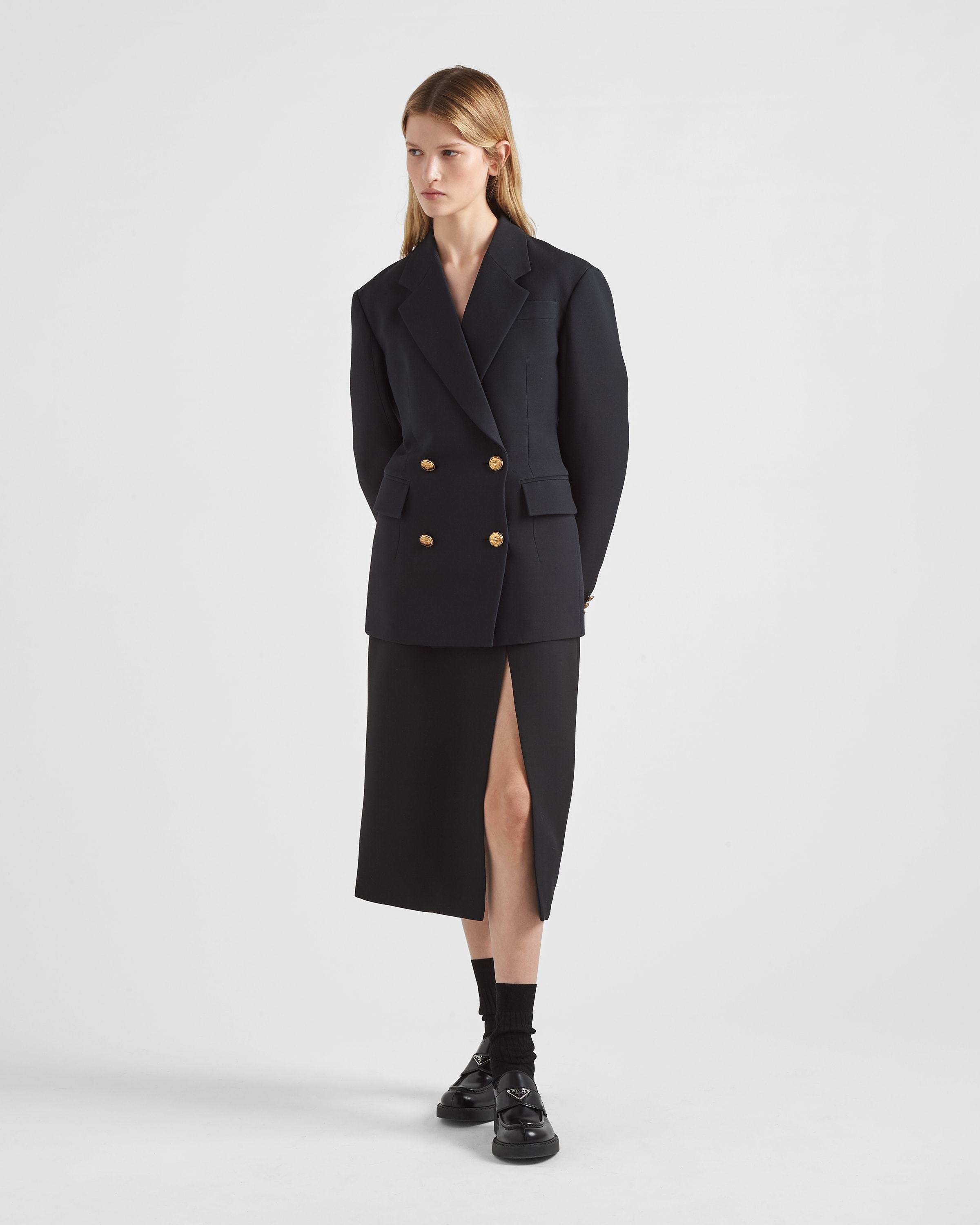 Prada Wool Double-breasted Suit Jacket In Black