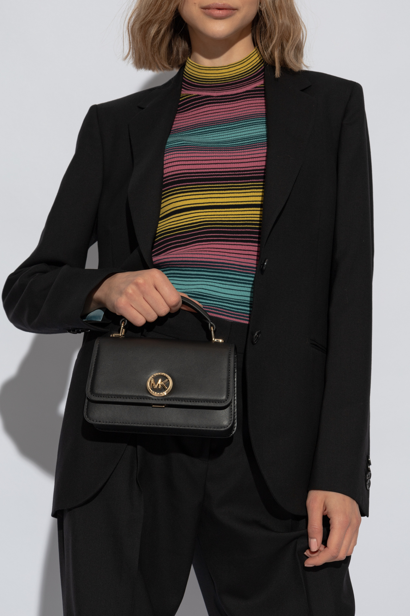Michael Kors Logo-plaque Leather Tote Bag In Black