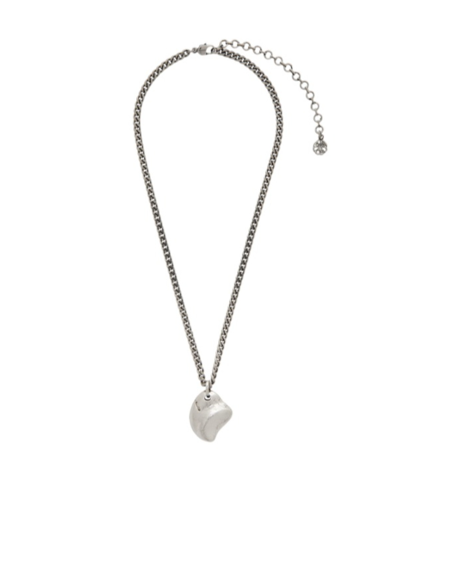 Alexander Mcqueen Heart Locket Necklace In Gray