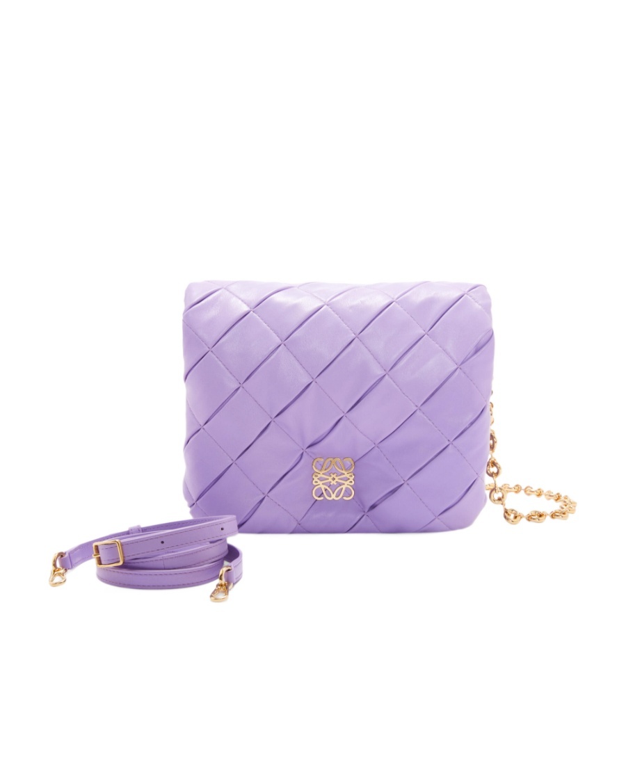 Loewe Mini Puzzle Leather Shoulder Bag In Purple