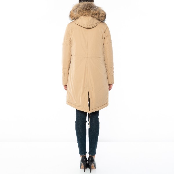 Woolrich Camel Parker Down Jacket In Nude