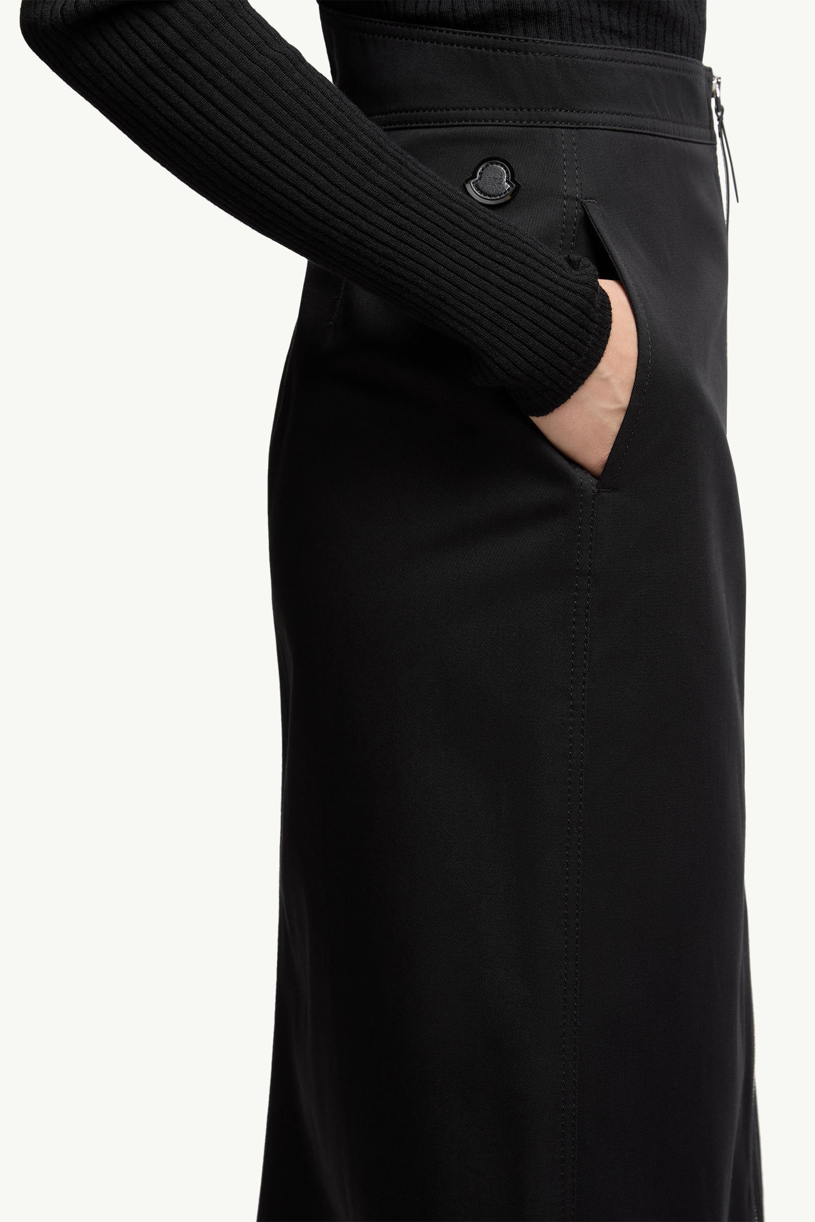 Moncler X Ee72 By Edward Enninful Cotton Gabardine Midi Skirt In Black
