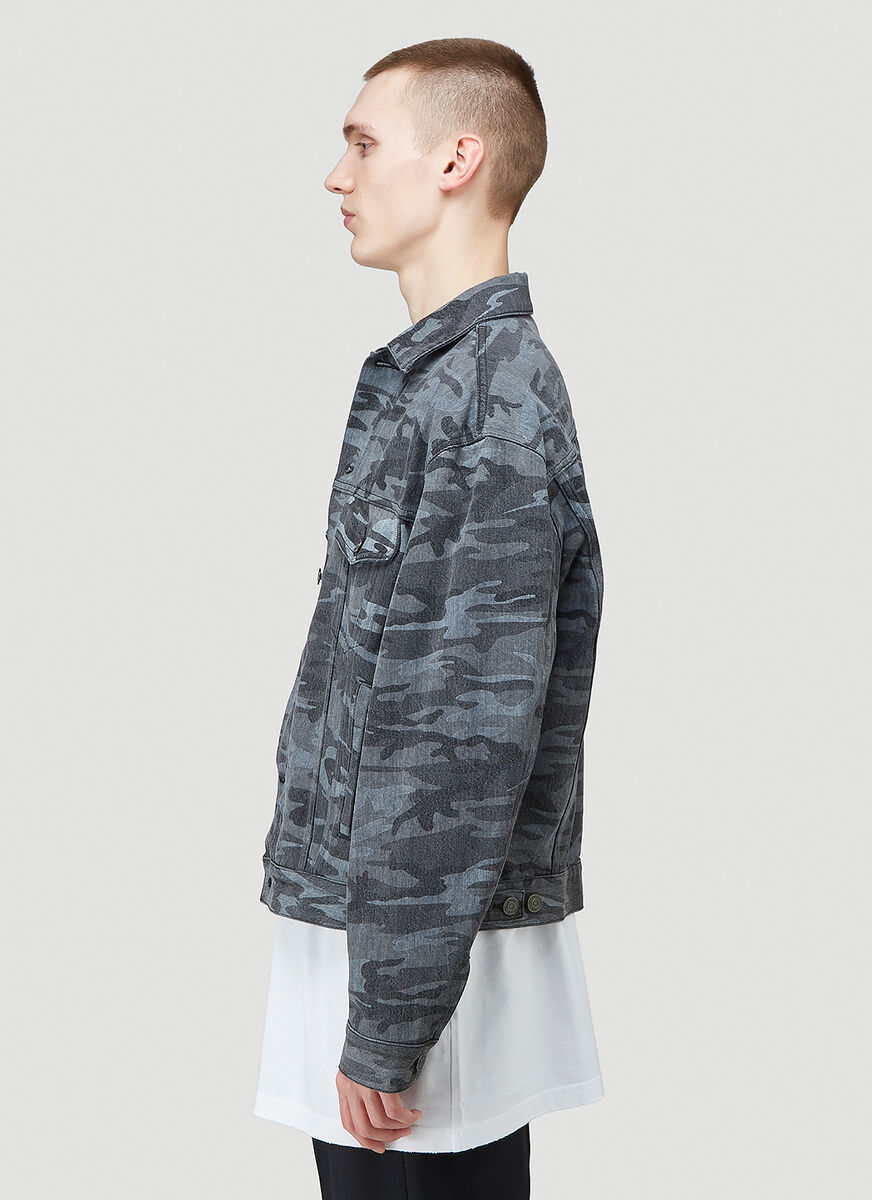 Balenciaga Camouflage-print Denim Jacket In Black