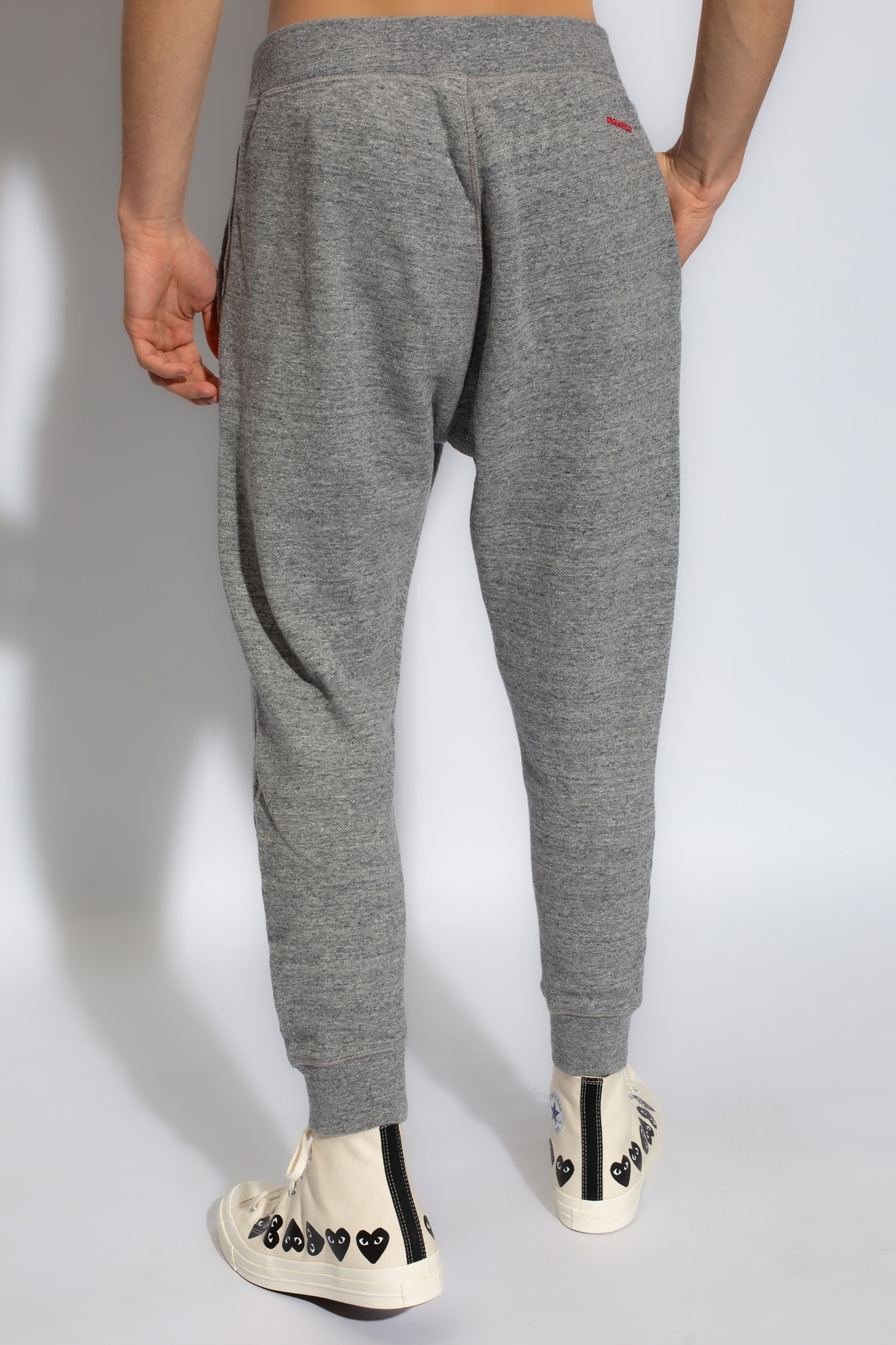 Dsquared2 Embroidered-logo Cotton Track Pants In Gray