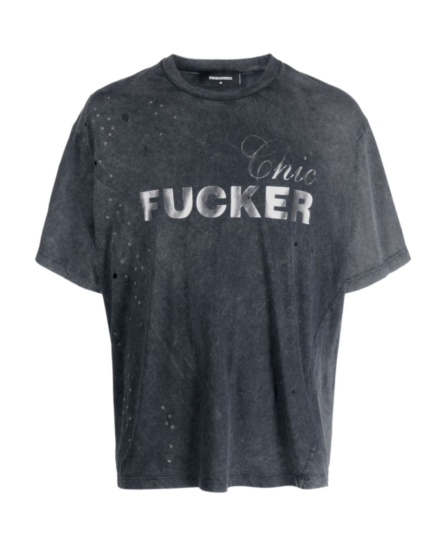 Dsquared2 Graphic-print Distressed T-shirt In Black
