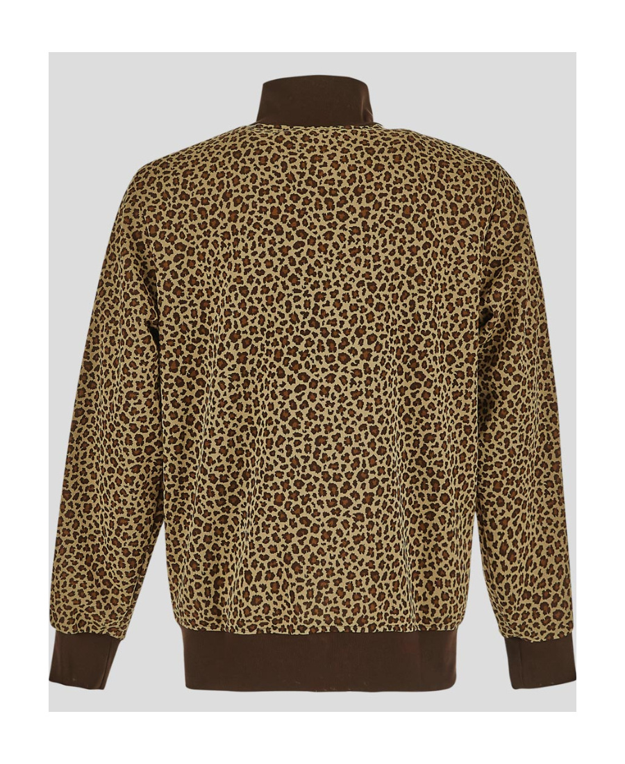 Palm Angels Leopard Jacquard Zipped Jacket In Brown