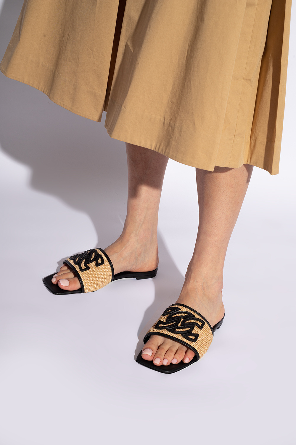 Shop Casadei Portofino Logo-patch Slides In Multicolor