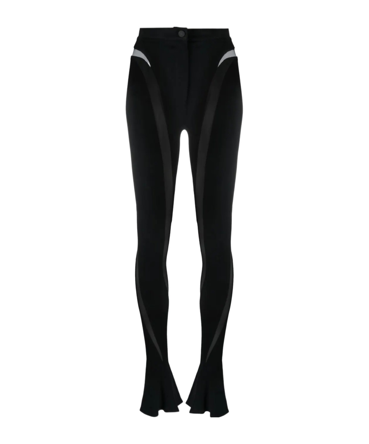 Shop Mugler Sheer-panelled Leggings In Black