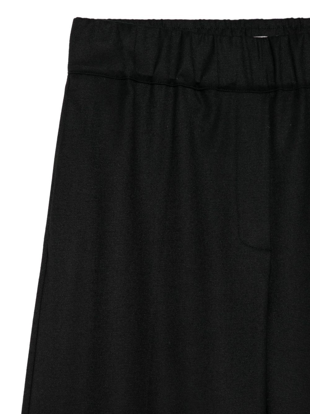 D Exterior Wide-leg Cropped Trousers With Elastic Waistband In Black