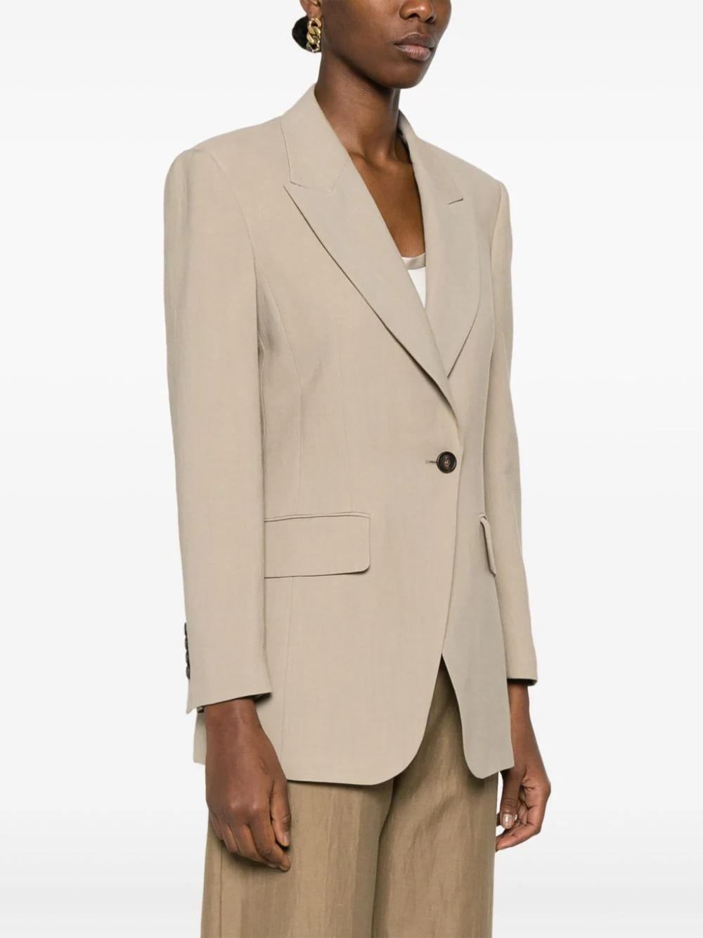 Brunello Cucinelli Peak-lapels Knitted Blazer In Nude