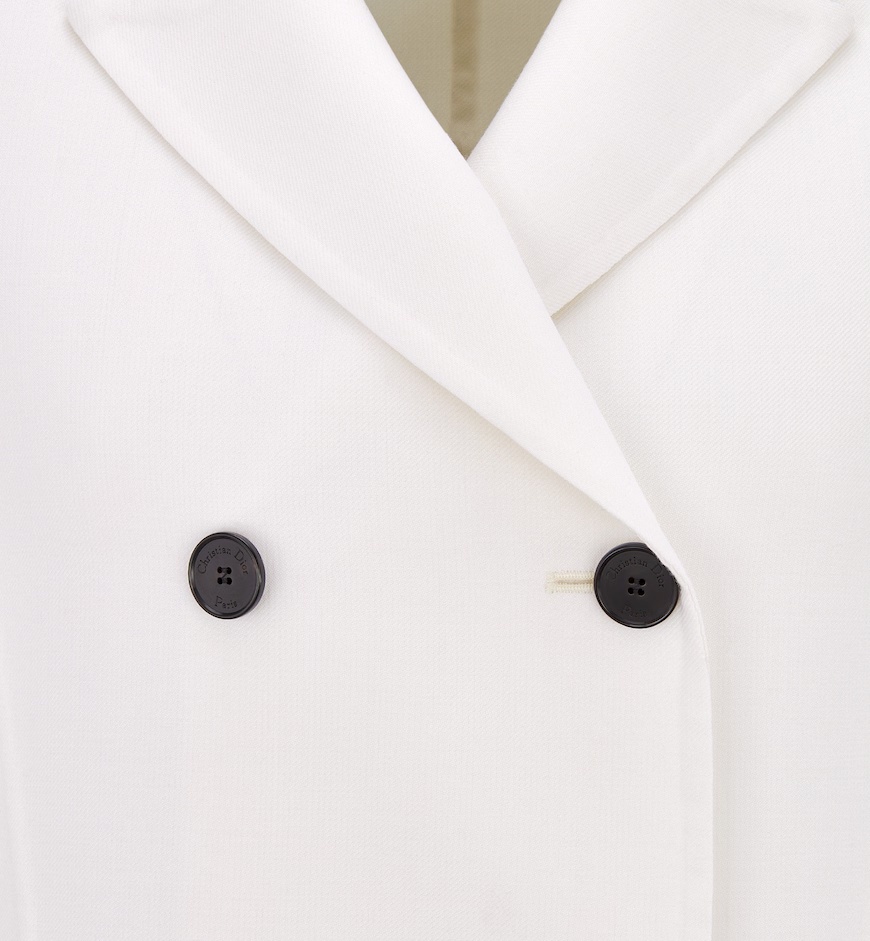 Dior Double-breasted Wool Coat In White