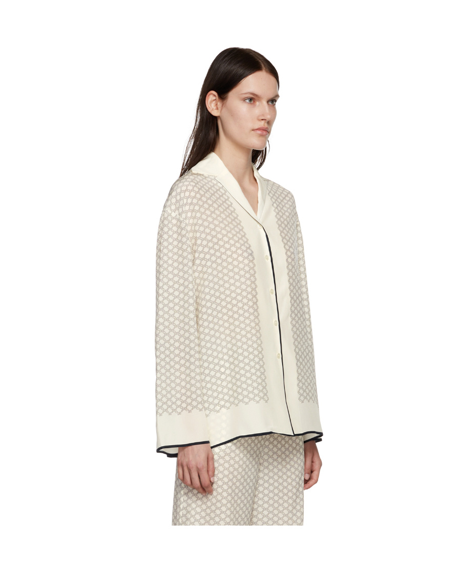 LOW CLASSIC MONOGRAM-PATTERN BUTTON-UP SILK SHIRT