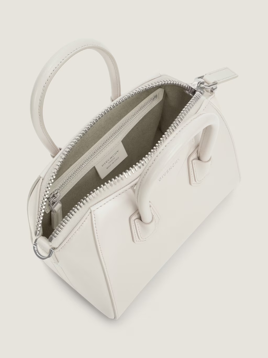 Givenchy Mini Antigona Bag In Box Leather In White