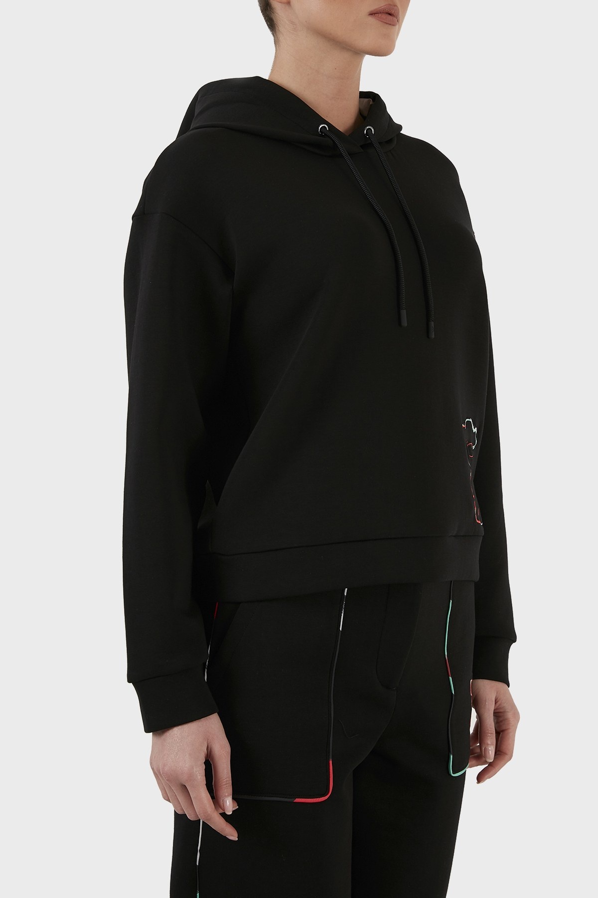 EMPORIO ARMANI LOGO-PATCH HOODIE