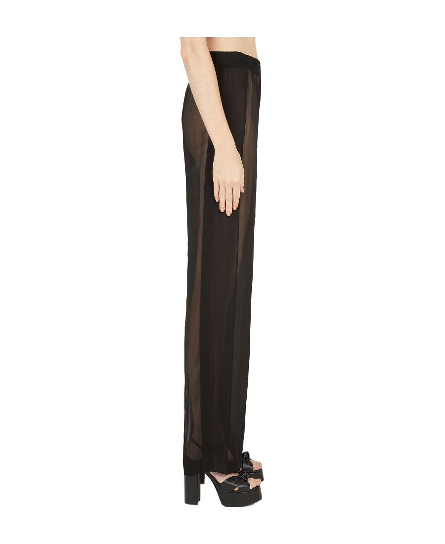 Shop Saint Laurent Silk Straight-leg Trousers In Black