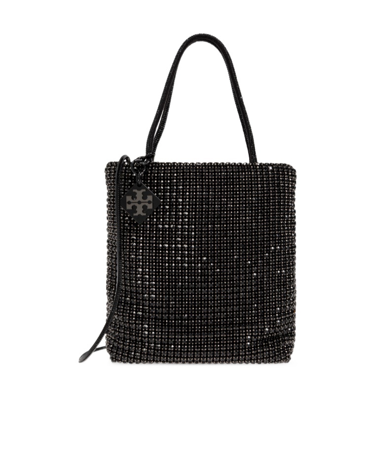 Tory Burch Mini Night Owl Crystal Tote Bag In Black