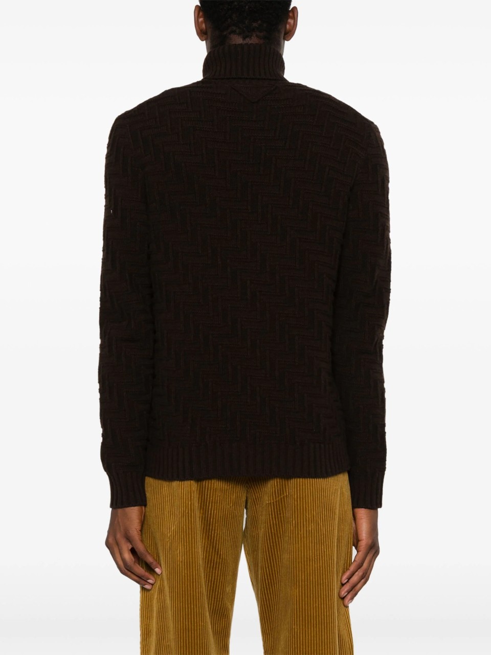 Prada 3d-knit Cashmere Blend Roll Neck Sweater In Black