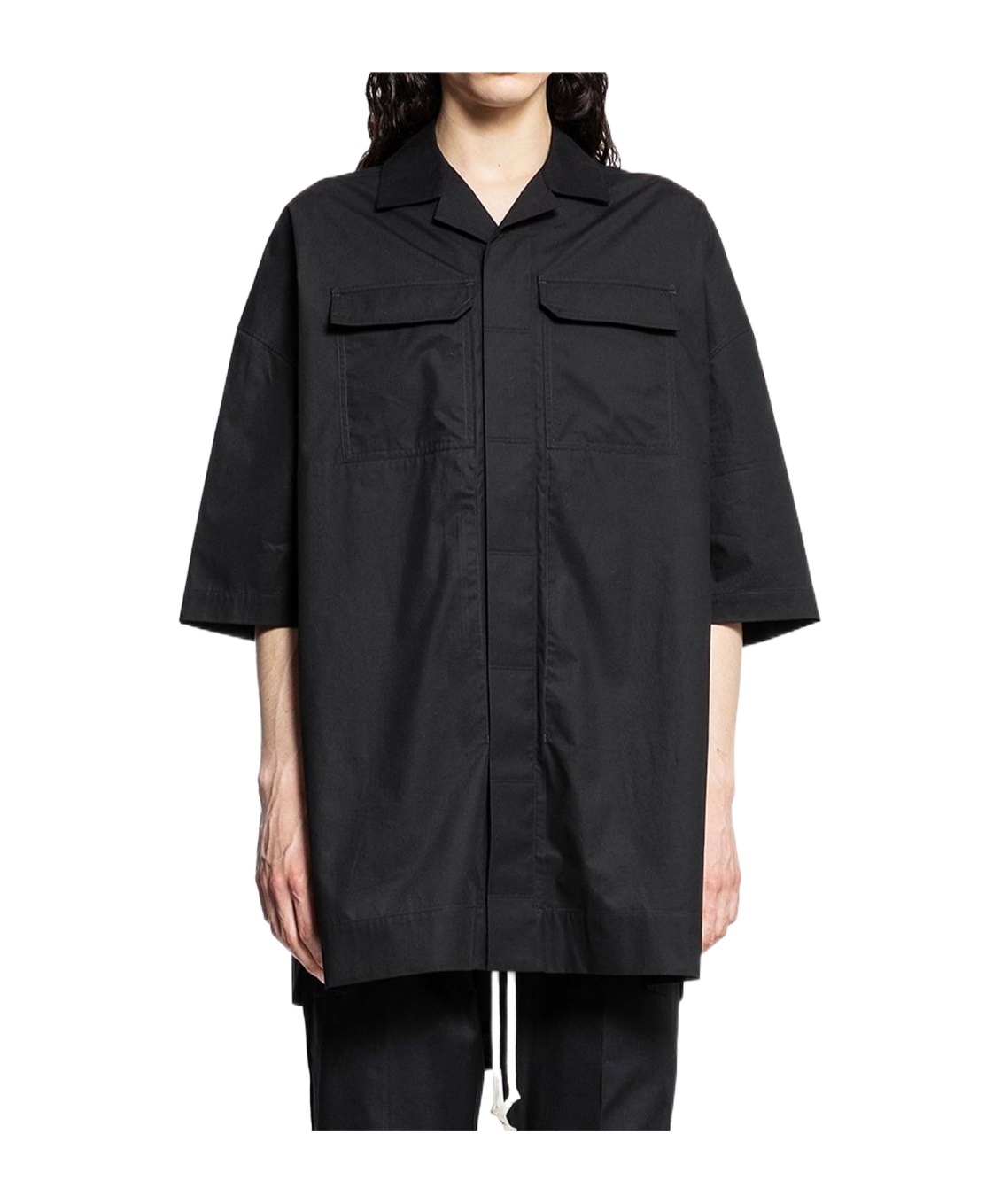 Rick Owens Oversized Short-sleeve Shirt In Black
