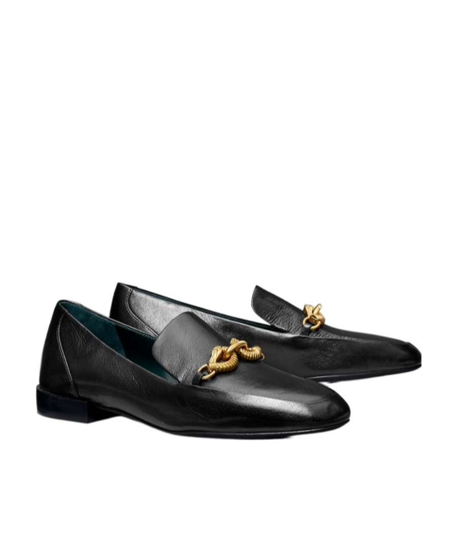 Tory Burch Jessa Horse-head Leather Loafers In Black