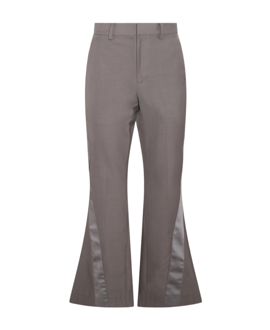 Sacai Brown Woo Blend Flared Pants In Gray