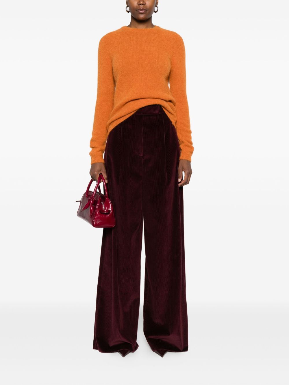 Baserange Ribbed Crewneck Sweater In Orange