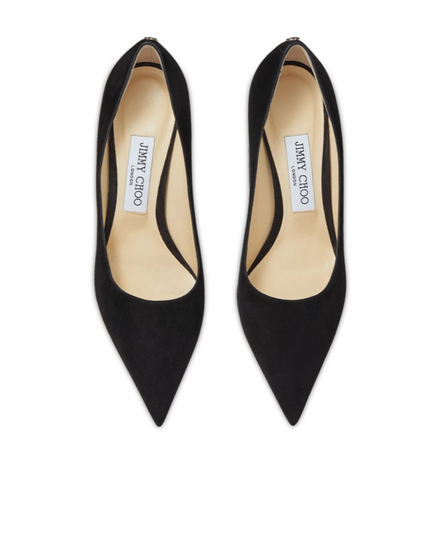 Jimmy Choo Logo Pointed High Heels In Black